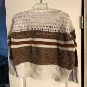 Brown and white Striped sweater lightweight